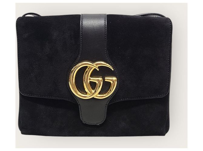 Gucci Borsa a tracolla Ali in scamosciato nero GG Marmont - vista 2