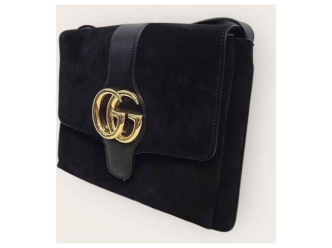 Gucci Borsa a tracolla Ali in scamosciato nero GG Marmont - vista 3