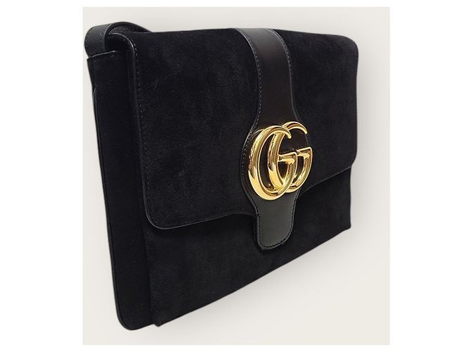 Gucci Borsa a tracolla Ali in scamosciato nero GG Marmont - vista 4
