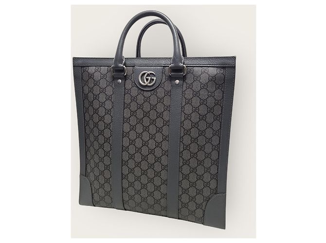 Gucci Borsa Tote Ophidia Medium in tela GG Supreme grigio e nero Marrone - vista 2