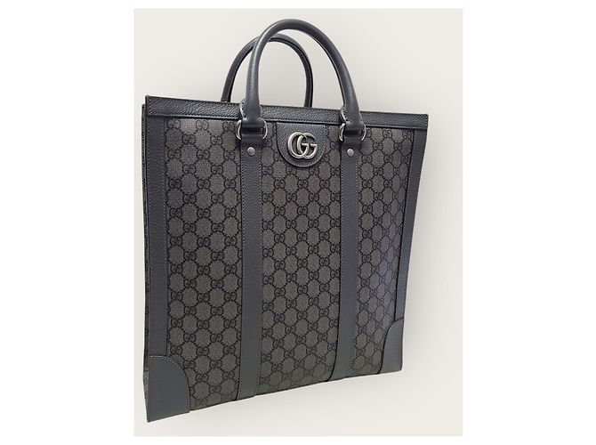 Gucci Borsa Tote Ophidia Medium in tela GG Supreme grigio e nero Marrone - vista 3