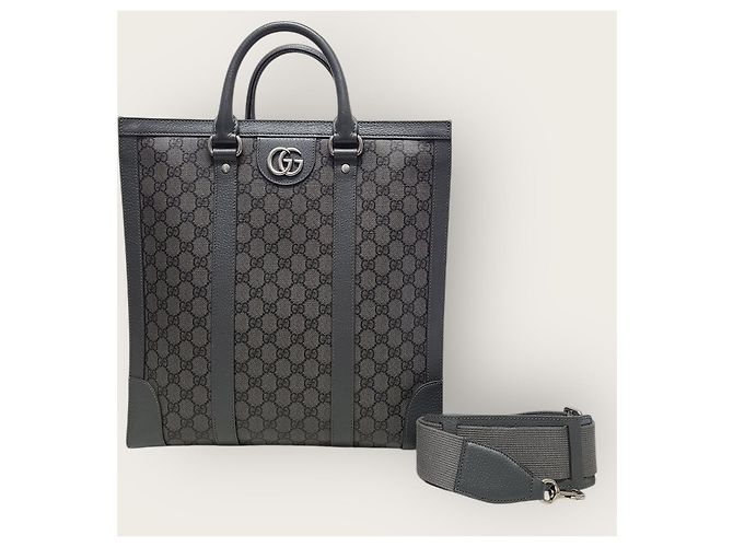 Gucci Borsa Tote Ophidia Medium in tela GG Supreme grigio e nero Marrone - vista 7