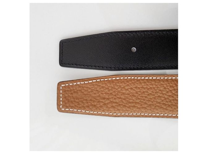 Hermès Buckle Reversible Belt Black Gold Matte Finish Men's Leather - view 11