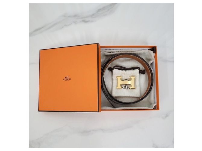 Hermès Buckle Reversible Belt Black Gold Matte Finish Men's Leather - view 12