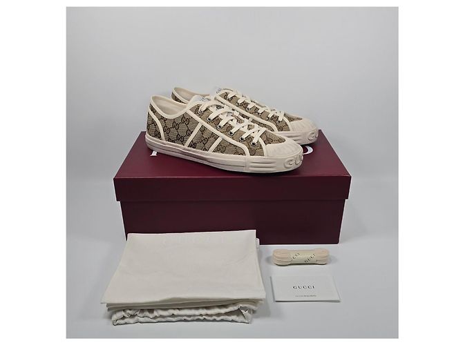 Gucci Sneakers in tela Original GG beige ebano Marrone - vista 2
