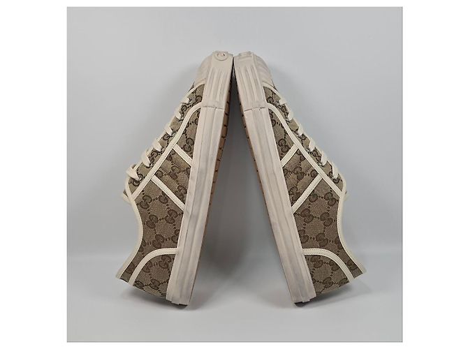Gucci Sneakers in tela Original GG beige ebano Marrone - vista 4