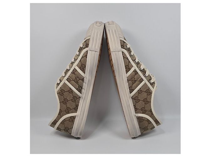 Gucci Sneakers in tela Original GG beige ebano Marrone - vista 5