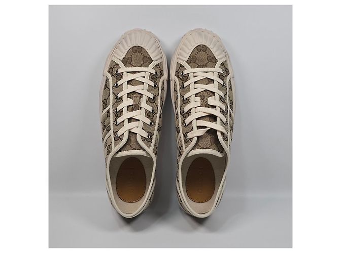 Gucci Sneakers in tela Original GG beige ebano Marrone - vista 7