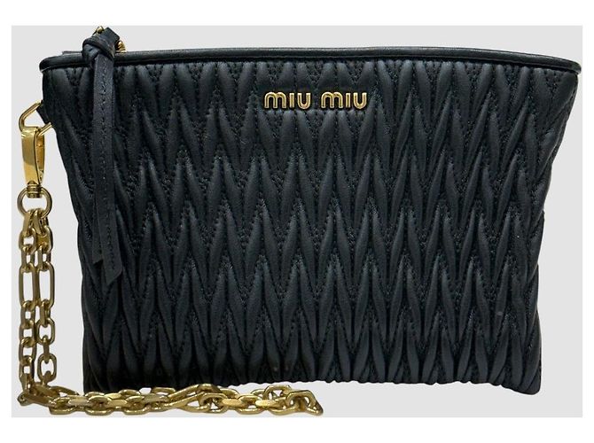 Miu Miu Pochette in pelle Nappa Matreasse Nero - vista 2
