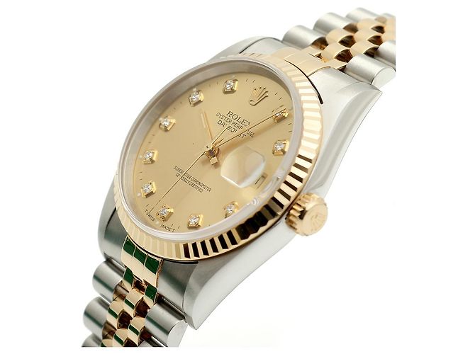 Rolex Orologio Combi da Uomo Datejust con Quadrante Oro Champagne e Diamanti D'oro - vista 10