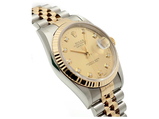 Rolex Orologio Combi da Uomo Datejust con Quadrante Oro Champagne e Diamanti D'oro - vista 11