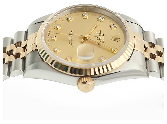 Rolex Orologio Combi da Uomo Datejust con Quadrante Oro Champagne e Diamanti D'oro - vista 12