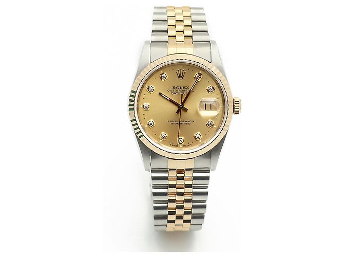 Rolex Orologio Combi da Uomo Datejust con Quadrante Oro Champagne e Diamanti D'oro - vista 16
