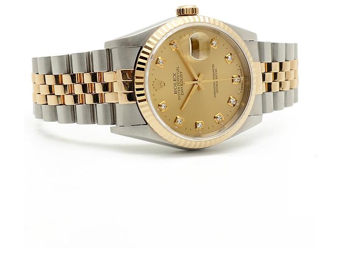 Rolex Orologio Combi da Uomo Datejust con Quadrante Oro Champagne e Diamanti D'oro - vista 19