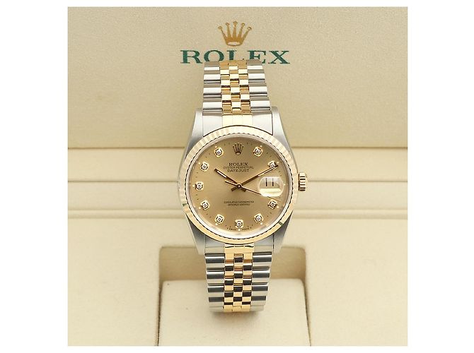 Rolex Orologio Combi da Uomo Datejust con Quadrante Oro Champagne e Diamanti D'oro - vista 2