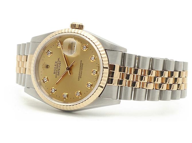 Rolex Orologio Combi da Uomo Datejust con Quadrante Oro Champagne e Diamanti D'oro - vista 20