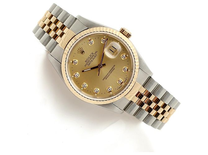 Rolex Orologio Combi da Uomo Datejust con Quadrante Oro Champagne e Diamanti D'oro - vista 21