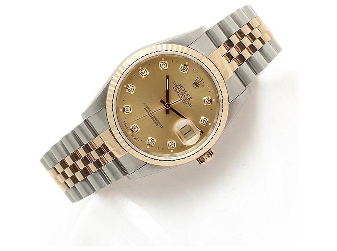 Rolex Orologio Combi da Uomo Datejust con Quadrante Oro Champagne e Diamanti D'oro - vista 22
