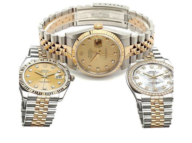 Rolex Orologio Combi da Uomo Datejust con Quadrante Oro Champagne e Diamanti D'oro - vista 24