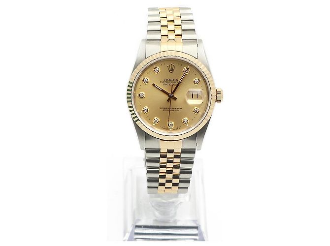 Rolex Orologio Combi da Uomo Datejust con Quadrante Oro Champagne e Diamanti D'oro - vista 3