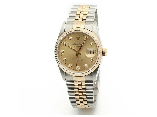 Rolex Orologio Combi da Uomo Datejust con Quadrante Oro Champagne e Diamanti D'oro - vista 8