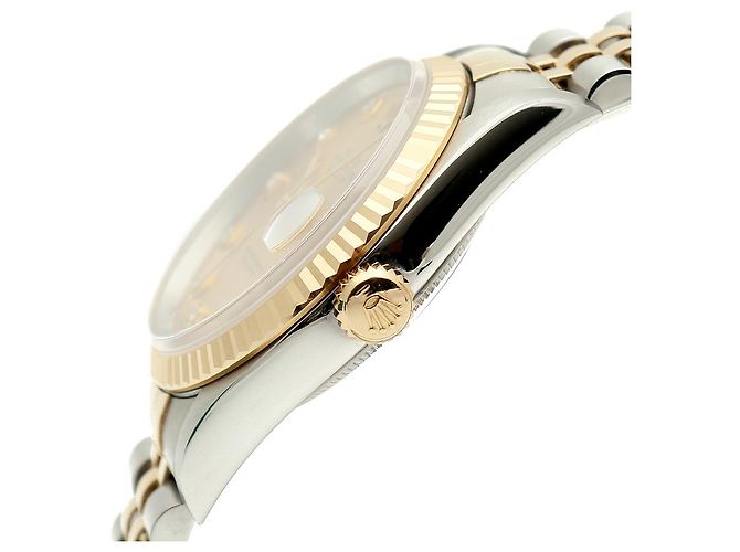 Rolex Orologio Combi da Uomo Datejust con Quadrante Oro Champagne e Diamanti D'oro - vista 9