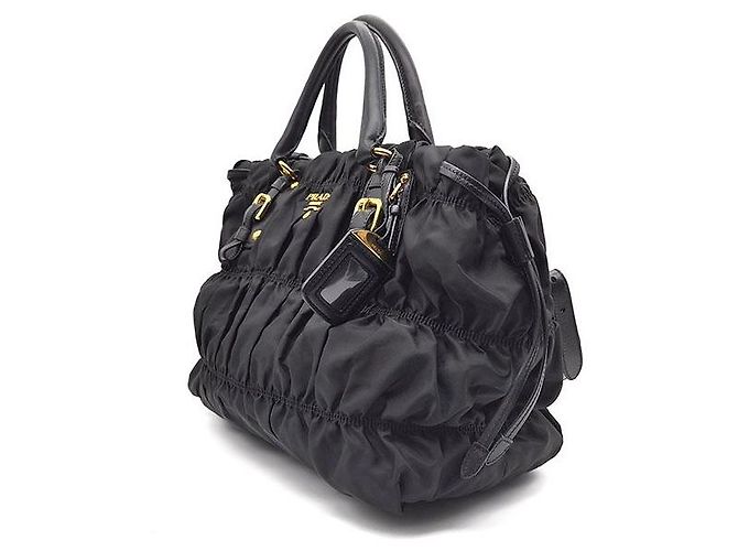 Prada Tote e borsa a tracolla in Tessuto Gaufre Nero - vista 2