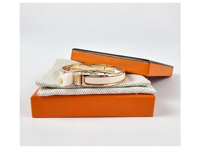 Hermès Bracciale Mini Click Kelly da Donna Oro Rosa Crema Arancione - vista 10