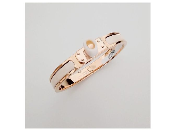 Hermès Bracciale Mini Click Kelly da Donna Oro Rosa Crema Arancione - vista 7