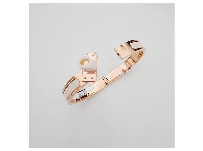 Hermès Bracciale Mini Click Kelly da Donna Oro Rosa Crema Arancione - vista 8