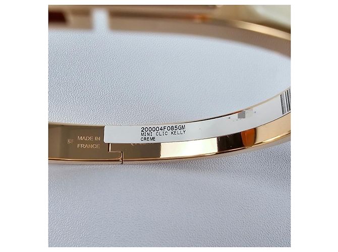 Hermès Bracciale Mini Click Kelly da Donna Oro Rosa Crema Arancione - vista 9