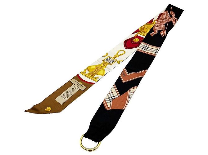 Burberry Sciarpa reversibile in seta con stampa Archive e anello a D Multicolore - vista 4