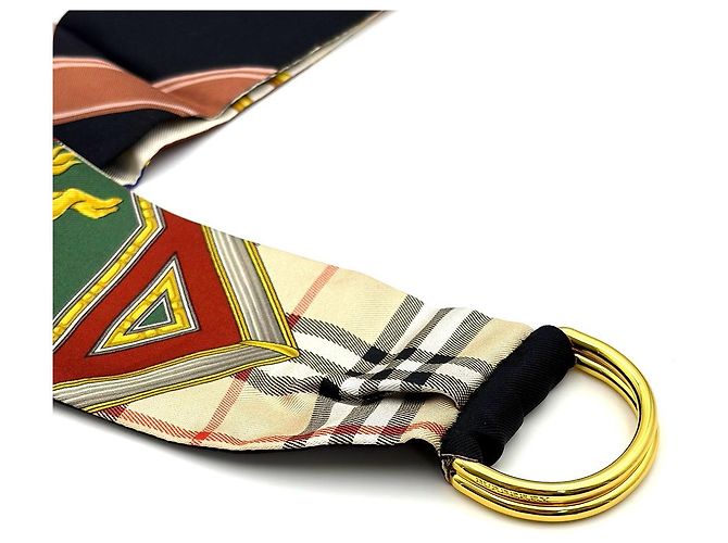 Burberry Sciarpa reversibile in seta con stampa Archive e anello a D Multicolore - vista 7