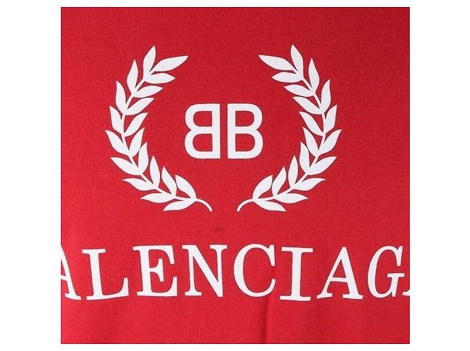 Balenciaga Laurel Logo Kurzarm-T-Shirt Rot - Ansicht 3