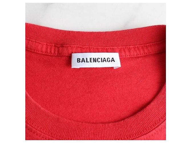 Balenciaga Laurel Logo Kurzarm-T-Shirt Rot - Ansicht 7