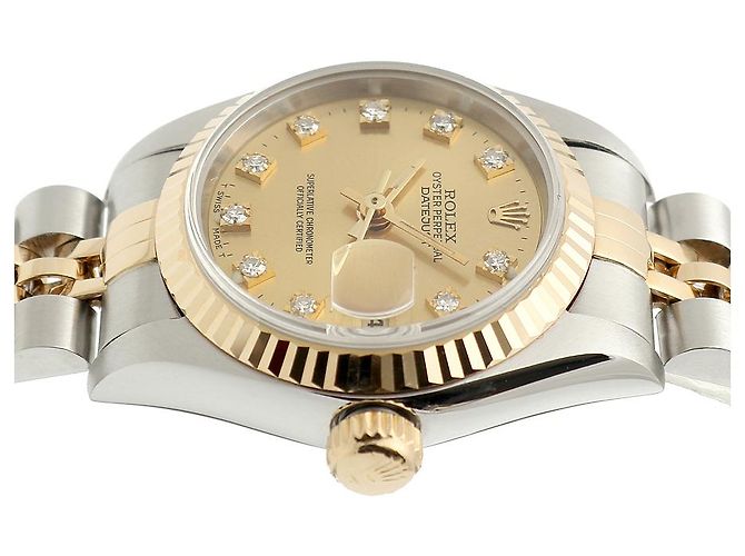 Rolex Reloj Datejust para mujer con engaste de diez diamantes Dorado - vista 12