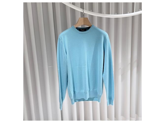 Loro Piana Baby Kaschmir Strickpullover Sky Blau - Ansicht 3