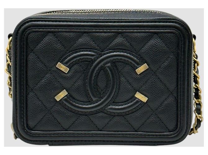 Chanel Piccola borsa a tracolla Cosmetic in serie Caviar nero - vista 2