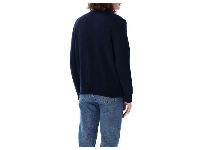 Ralph Lauren Bestickter Cardigan mit V-Ausschnitt und Pony-Logo Blau - Ansicht 5