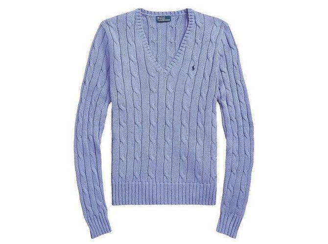 Ralph Lauren Pima-Baumwollstrick mit V-Ausschnitt und Pony-Logo-Stickerei Blau - Ansicht 4
