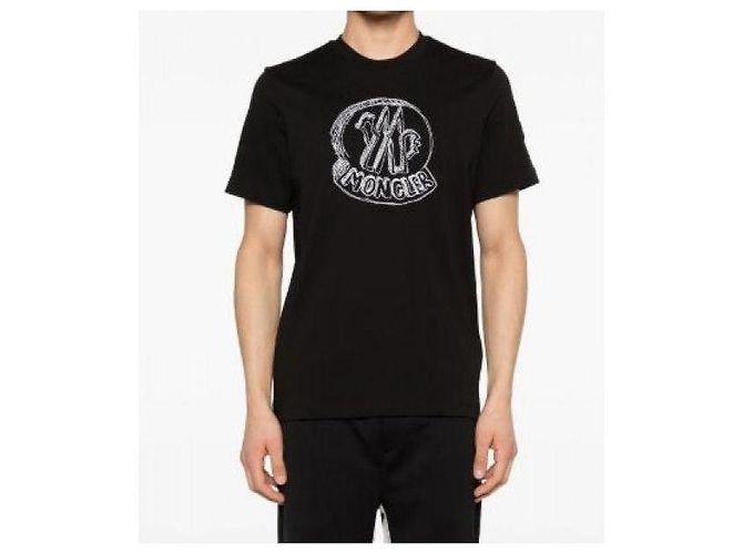 Moncler T-Shirt mit großem handgezeichnetem Logo Schwarz - Ansicht 5