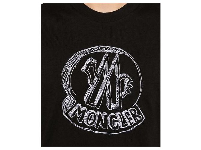 Moncler T-Shirt mit großem handgezeichnetem Logo Schwarz - Ansicht 7