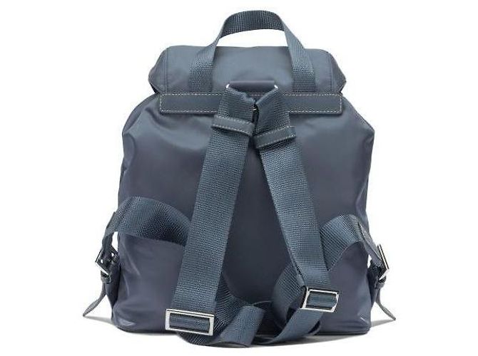 Prada Triangle Logo Re-Nylon Small Backpack Blue - view 6