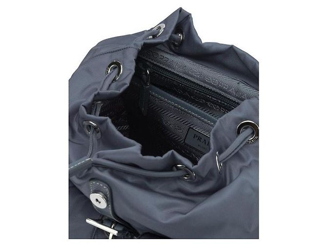 Prada Triangle Logo Re-Nylon Small Backpack Blue - view 8