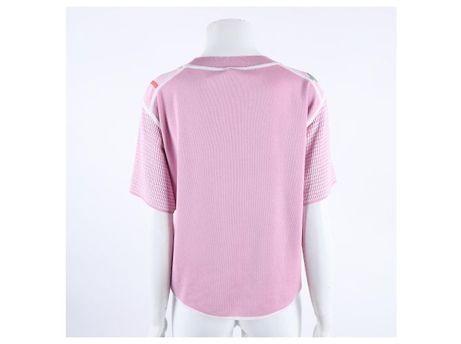 Hermès Kurzärmeliges Strickoberteil mit Seidenbesatz Hermes Pink - Ansicht 3