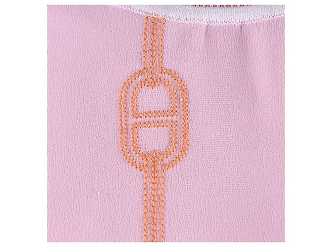 Hermès Kurzärmeliges Strickoberteil mit Seidenbesatz Hermes Pink - Ansicht 4