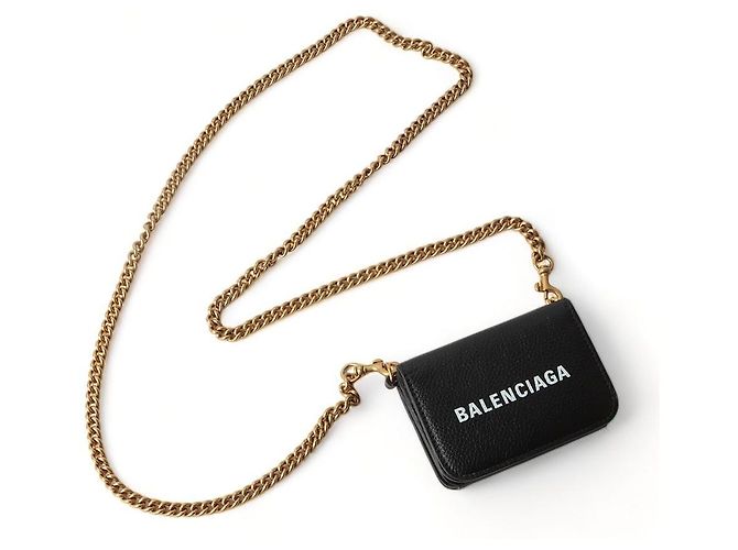 Balenciaga Mini borsa a tracolla Cash WOC Chain Wallet Nero - vista 3