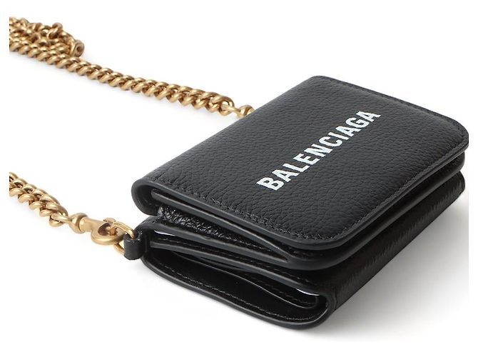 Balenciaga Mini borsa a tracolla Cash WOC Chain Wallet Nero - vista 5