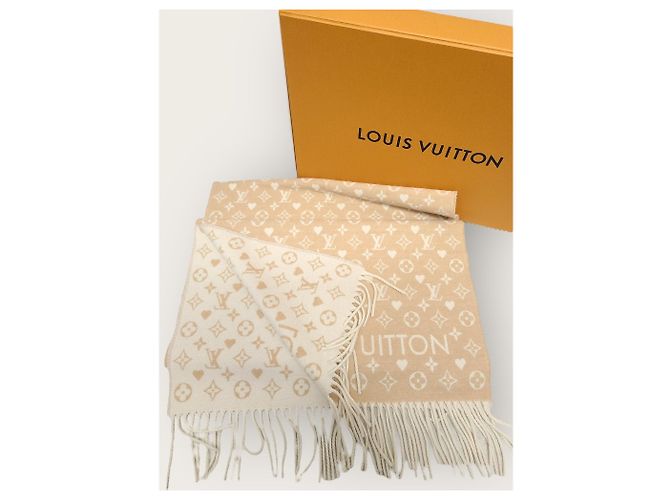 Louis Vuitton Dune Beige Game On Monogram Cashmere Scarf Brown - view 6