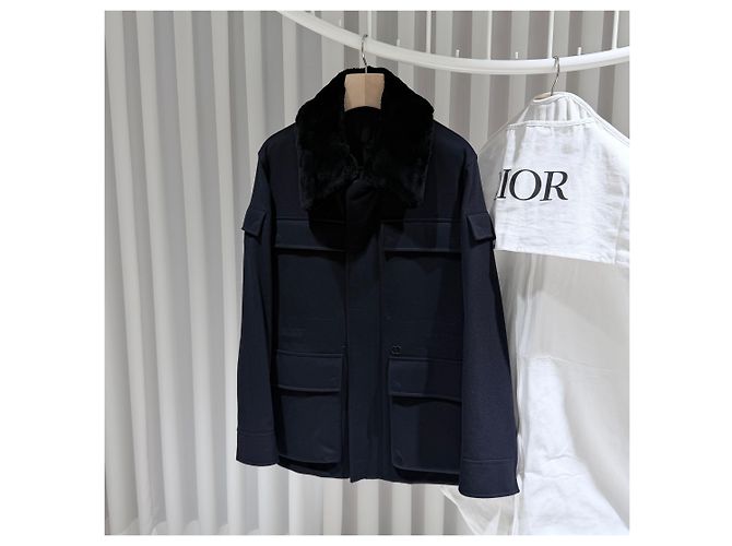 Dior Giacca in cashmere e shearling nera Nero - vista 2